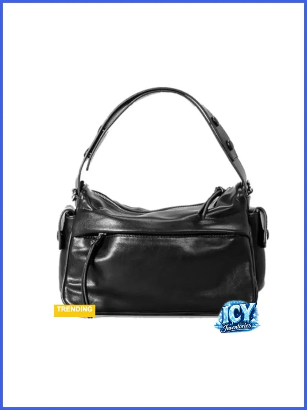 Vintage Faux Leather Satchel - Structured Crossbody Purse